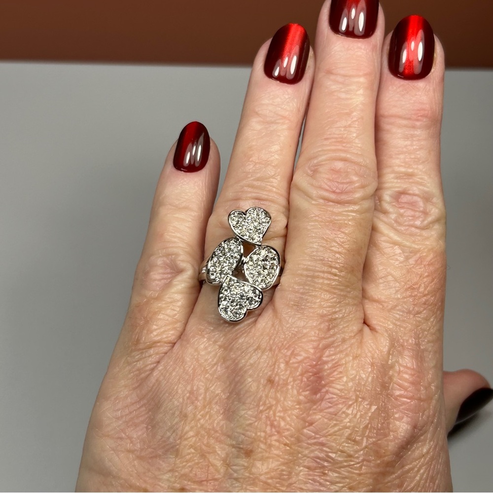 Camille Lucie Sterling Plated CZ Multi Heart Bypass Ring
